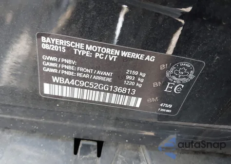 2016 BMW 428 из США, поврежденный, VIN WBA4C9C52GG136813